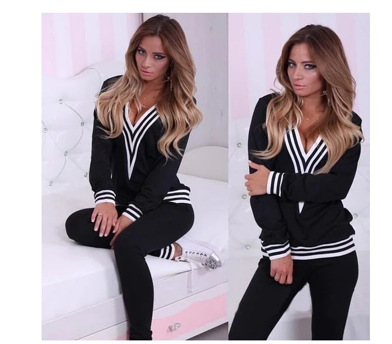Casual Sports Set in Black and White Color Combination