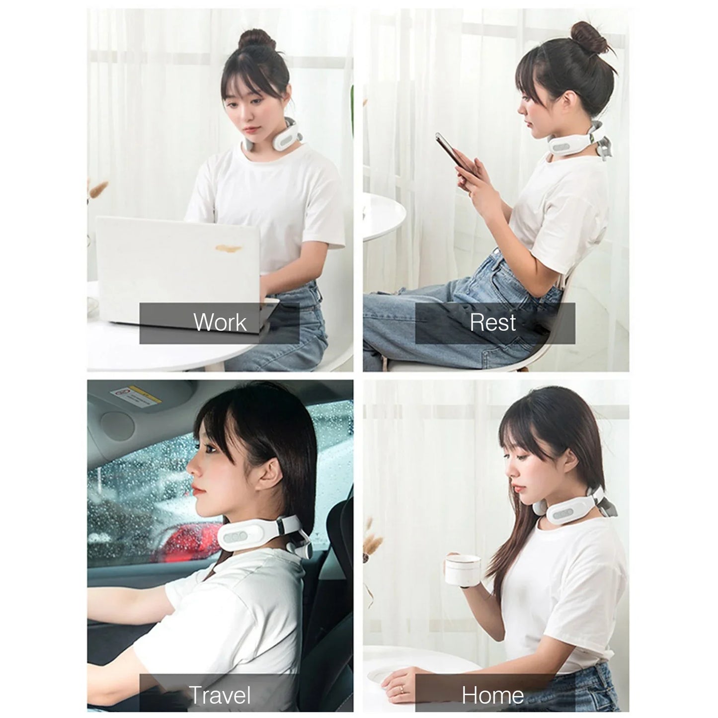 Neck Massage Machine 4 Head And Neck Protection Heating Machines Breathing Light Vibration Hot Compress Cervical Spine Machine