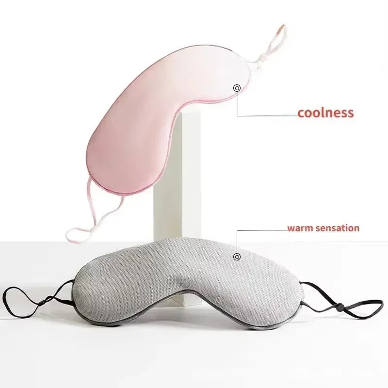 Korean Style Sleeping Eye Mask Ice Silk Warm|Dual Use (Cool & Warm) Adjustable, Travel, Light Blocking, Breathable, Pain Relief Eye Mask