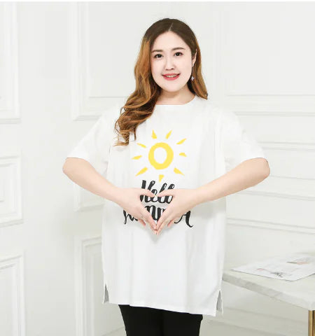 Plus Size Women's Short Sleeve Maternity Printed T-Shirt
