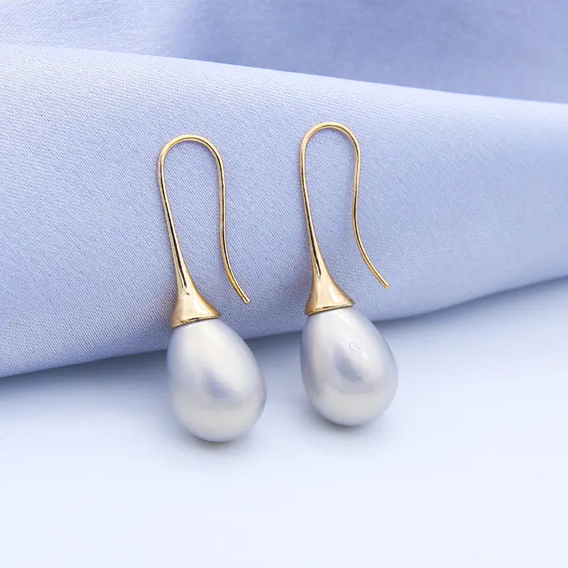 Minimalist Long Pearl Drop Earrings for Women