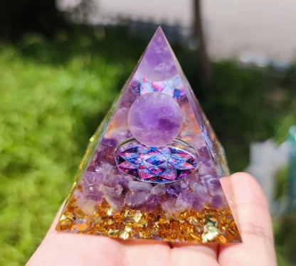 Natural Crystal Pyramid Energy Tower - Healing Gravel Decoration for Home & Office