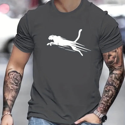 Men's Printed Short Sleeve O-Neck T-Shirt - Plus Size