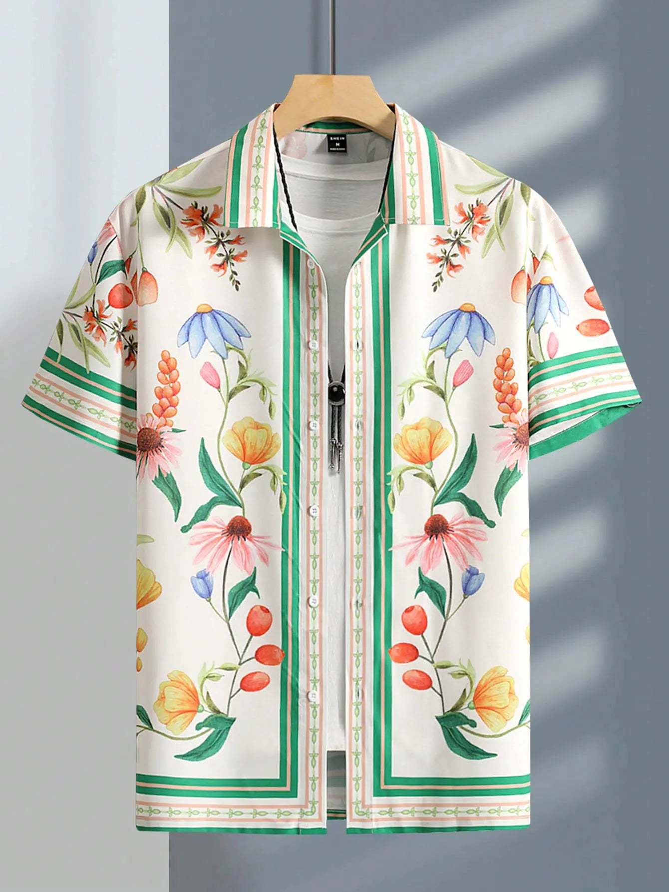 Men's Printed Casual Short Sleeve Letter Shirt