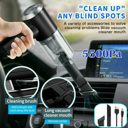 Portable Car Vacuum Cleaner - High Power Cordless Handheld Vacuum for Car & Home