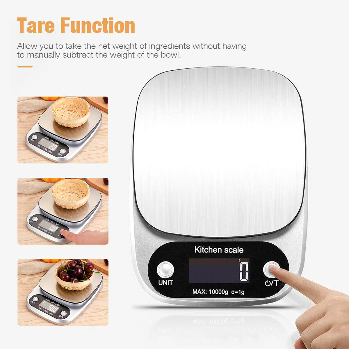 Digital Kitchen Food Scale - 22lbs Precision Diet & Postal Scale with Stainless Steel Platform