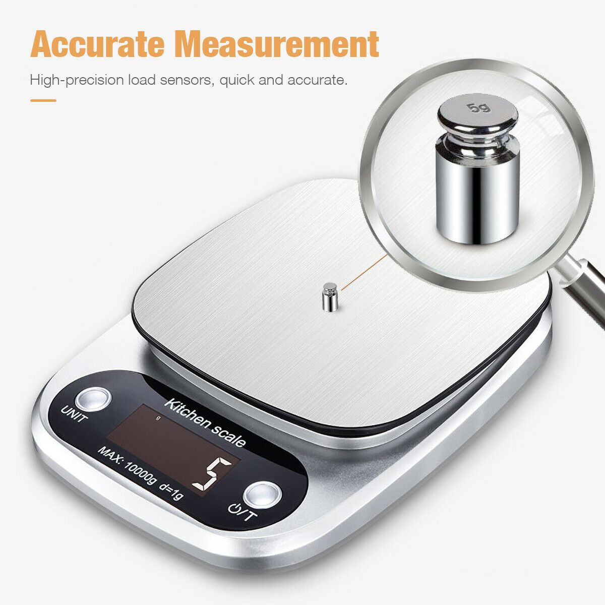 Digital Kitchen Food Scale - 22lbs Precision Diet & Postal Scale with Stainless Steel Platform