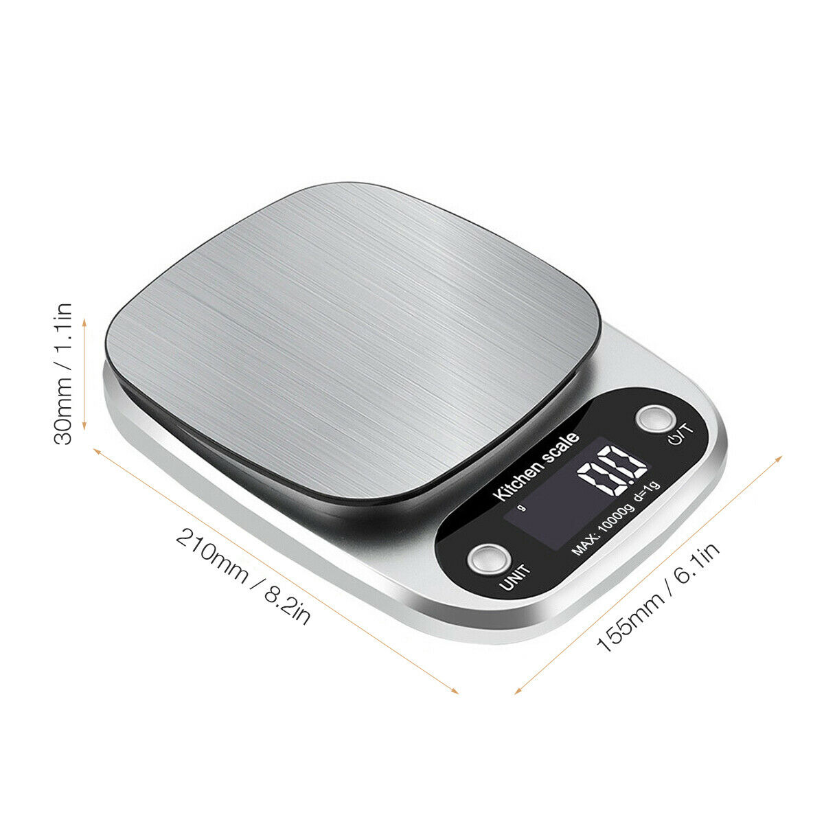 Digital Kitchen Food Scale - 22lbs Precision Diet & Postal Scale with Stainless Steel Platform