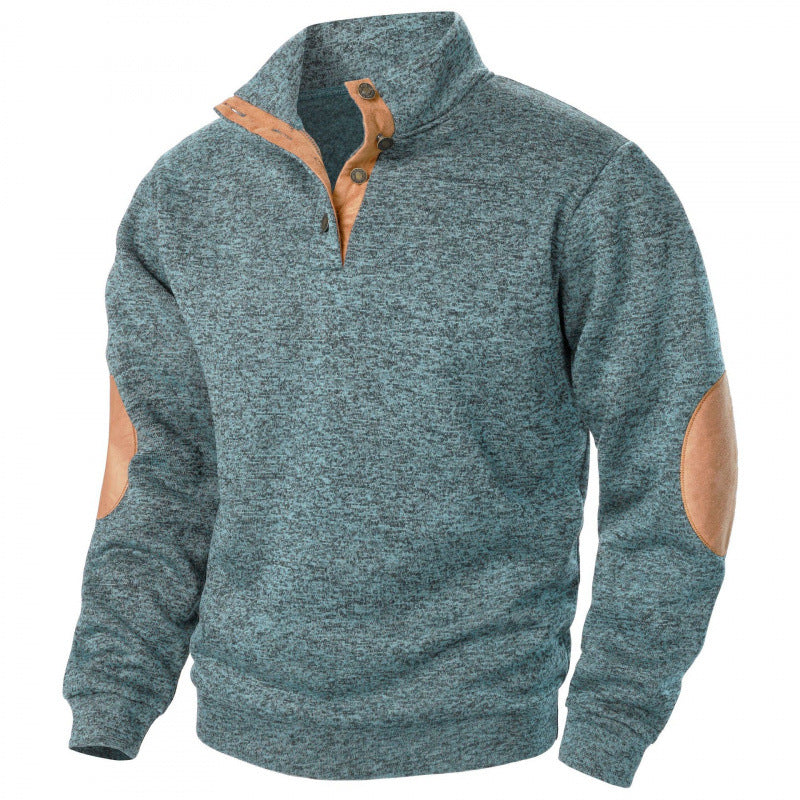 Men's Stand Collar Knitted Joint Stitching Casual Jacquard Cardigan Sweater