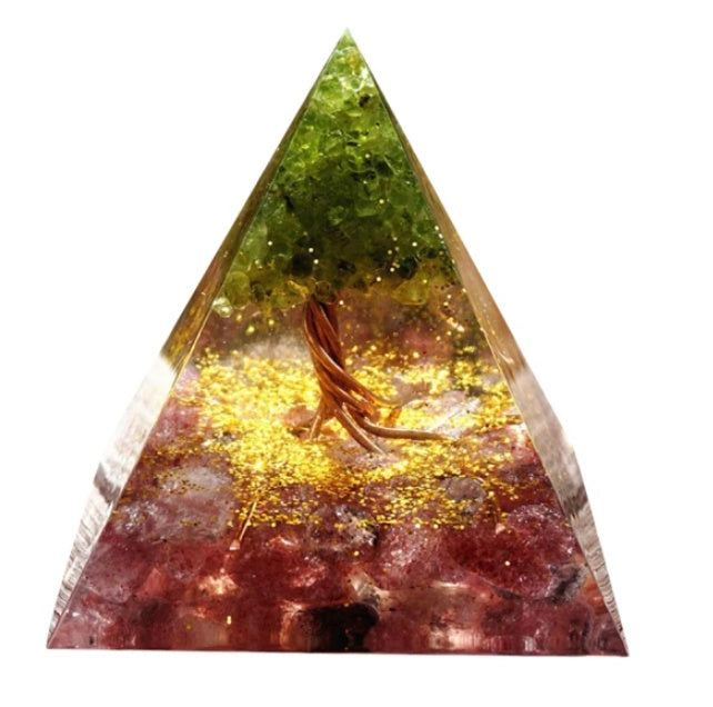 Natural Crystal Pyramid Energy Tower - Healing Gravel Decoration for Home & Office