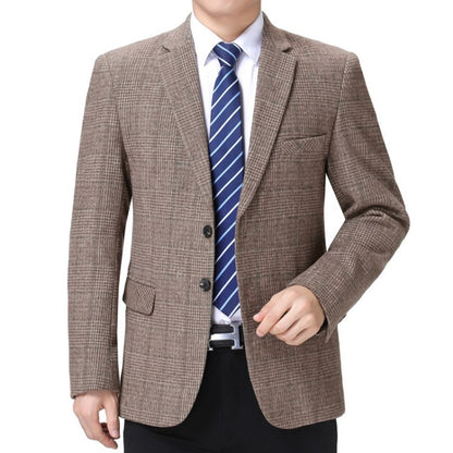 Stylish Gray Plaid Single-breasted Blazer