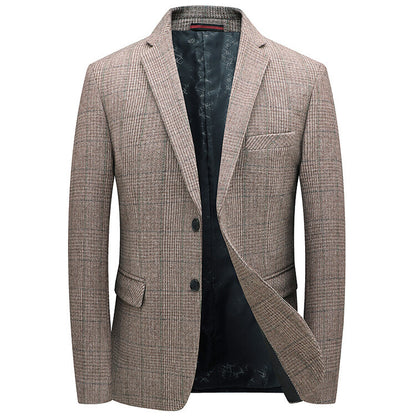 Stylish Gray Plaid Single-breasted Blazer