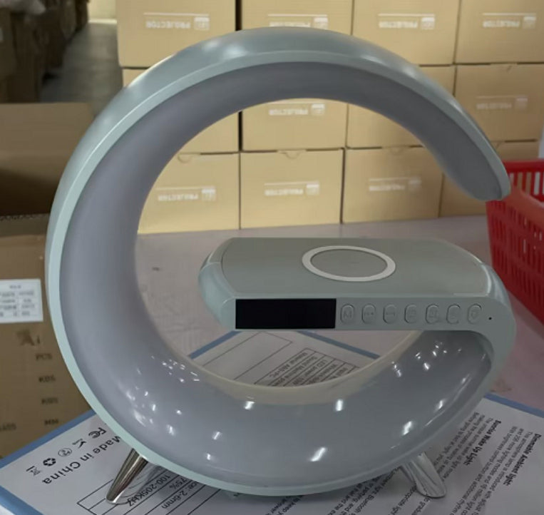 G-Shaped LED Atmosphere Lamp with Bluetooth Speaker & Wireless Charger