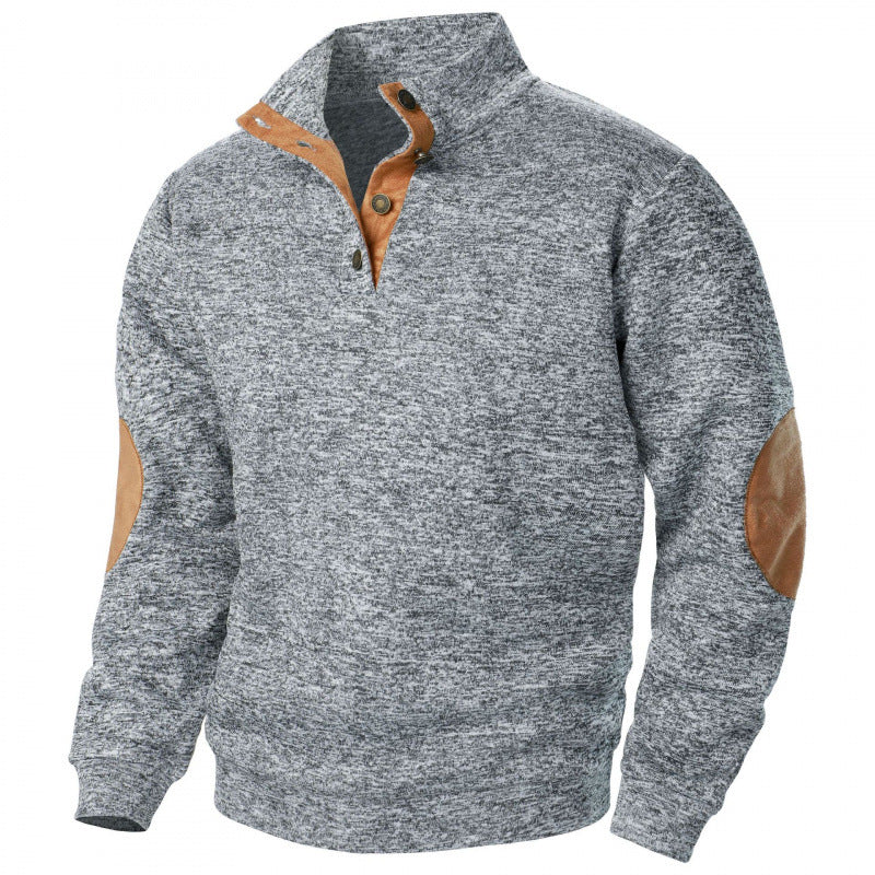 Men's Stand Collar Knitted Joint Stitching Casual Jacquard Cardigan Sweater