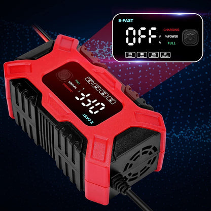 12V & 6A Smart Car Battery Charger Intelligent Pulse Repair Motor Battery AGM & GEL