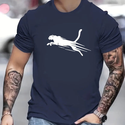 Men's Printed Short Sleeve O-Neck T-Shirt - Plus Size