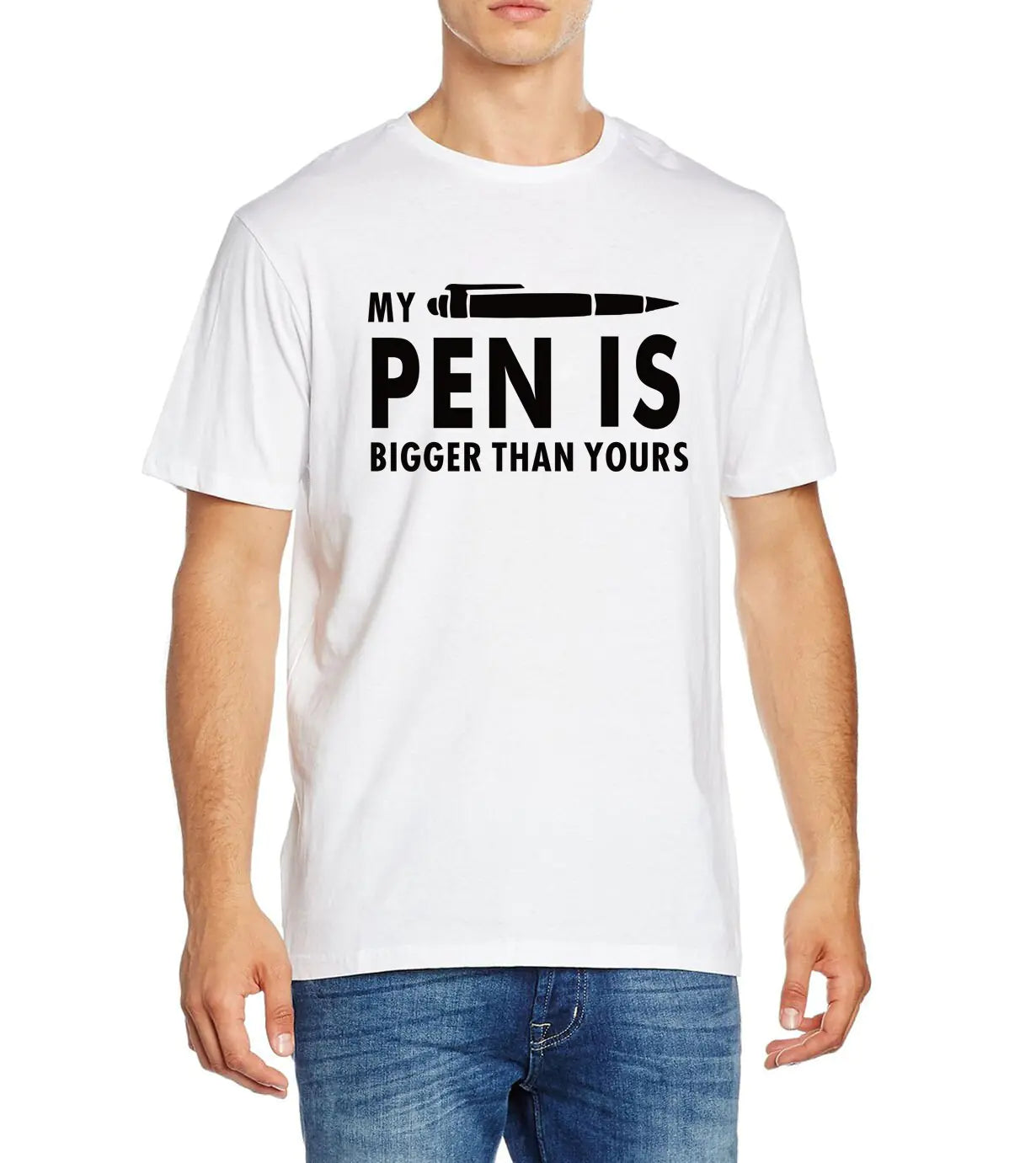 Men's Cotton Short Sleeve T-Shirt with Letter Print