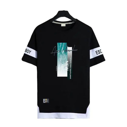 Men's Short Sleeve Printed Letter O-Neck Casual T-Shirt