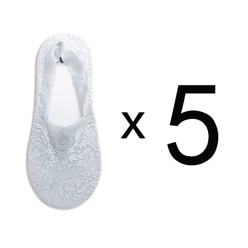 Fashion No-Show Socks – Lace Edge & Non-Slip Comfort!