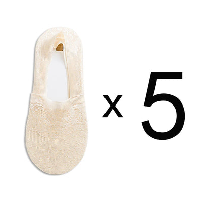 Fashion No-Show Socks – Lace Edge & Non-Slip Comfort!