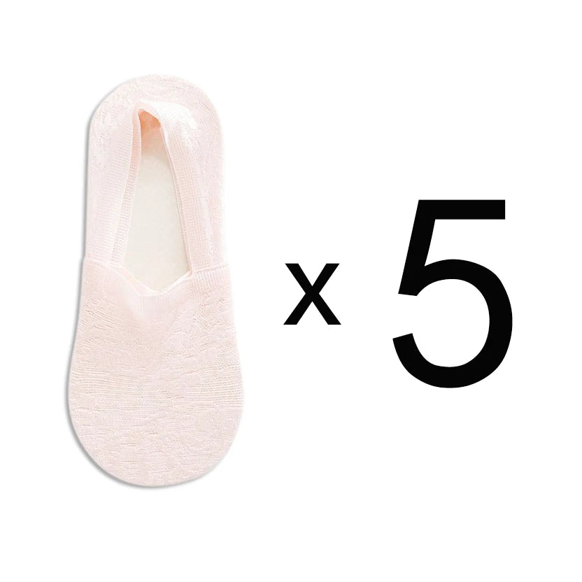 Fashion No-Show Socks – Lace Edge & Non-Slip Comfort!