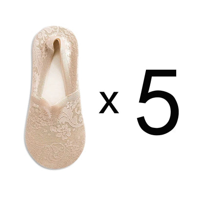 Fashion No-Show Socks – Lace Edge & Non-Slip Comfort!