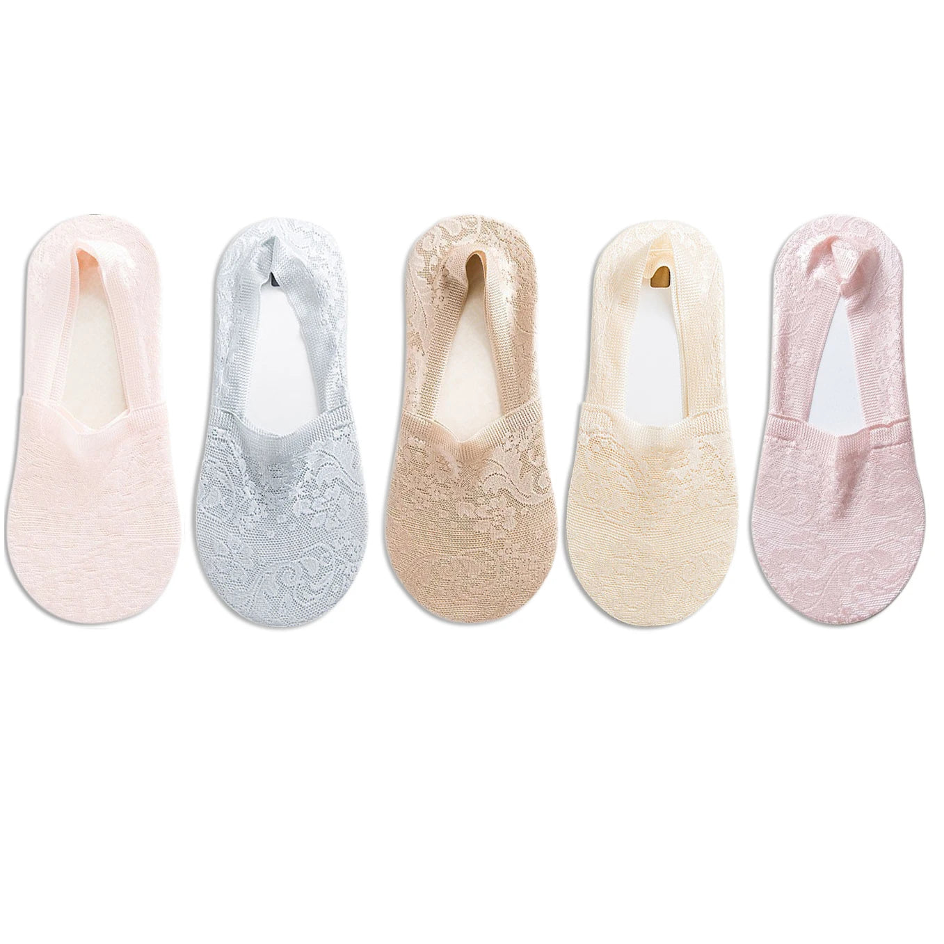 Fashion No-Show Socks – Lace Edge & Non-Slip Comfort!