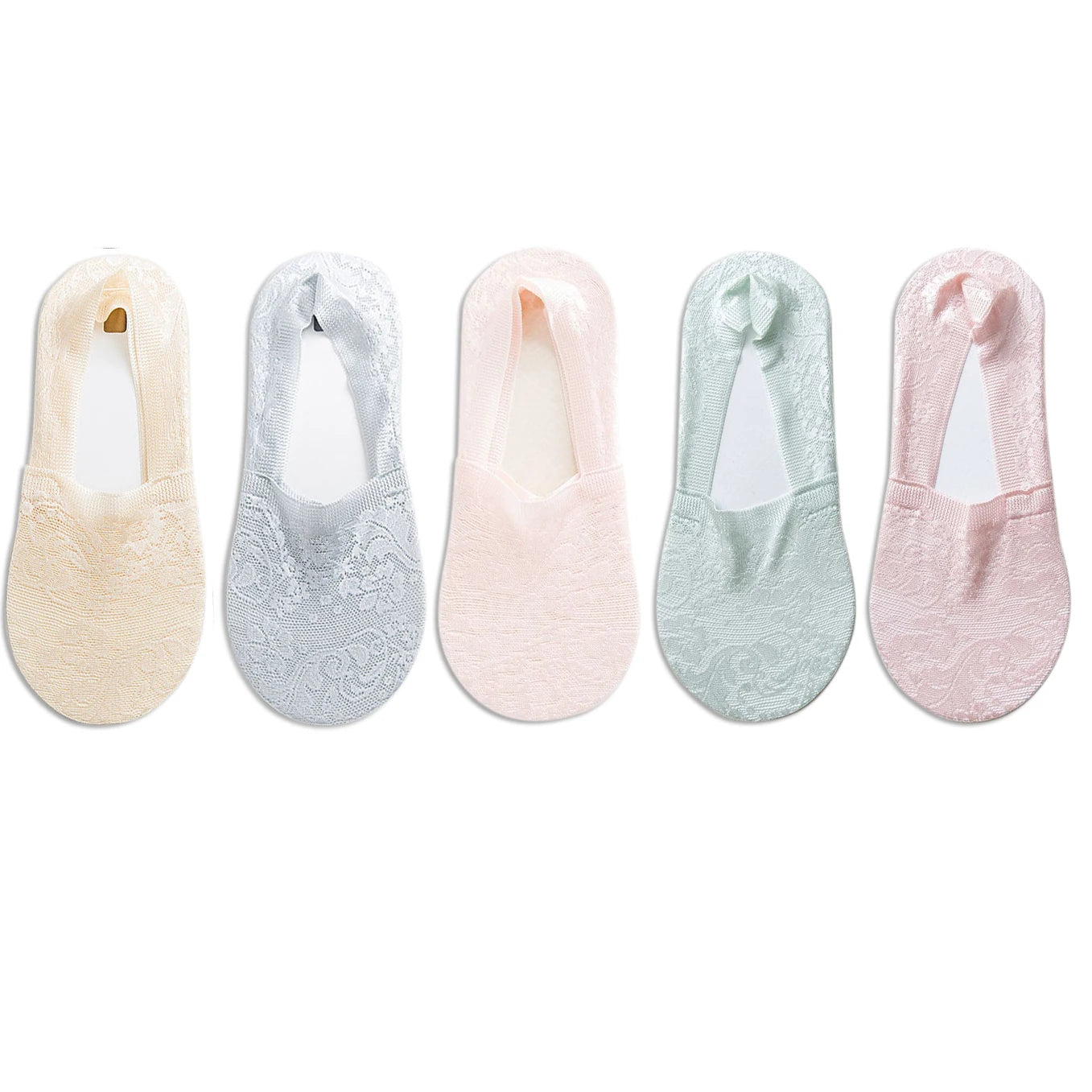 Fashion No-Show Socks – Lace Edge & Non-Slip Comfort!