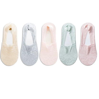 Fashion No-Show Socks – Lace Edge & Non-Slip Comfort!