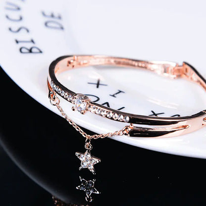 Rose Gold Bracelet and Bangle Set for Women