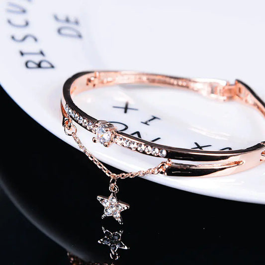 Rose Gold Bracelet and Bangle Set for Women