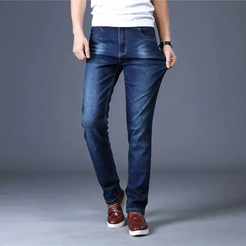 Men's Slim Straight-Leg Stretch Jeans Trousers