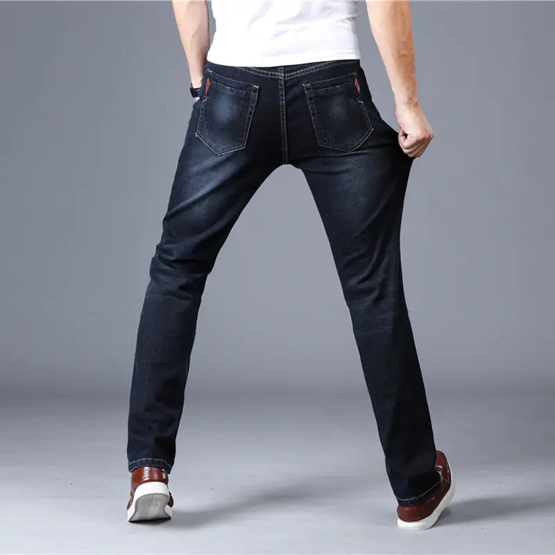 Men's Slim Straight-Leg Stretch Jeans Trousers