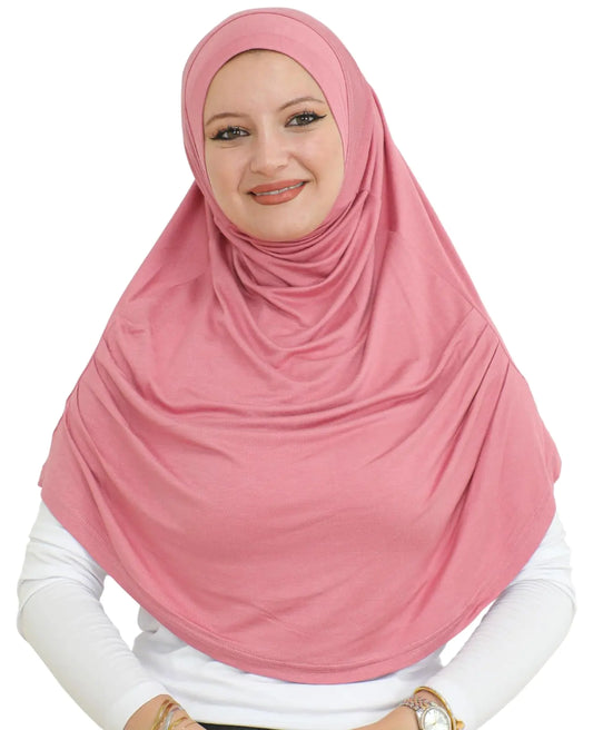 Prien Ready To Wear Hijab For Women Instant Turban Soft Muslim Scarf For Prayer Long Hijabs Islamic Clothes Jersey Abaya (Dusty Rose)