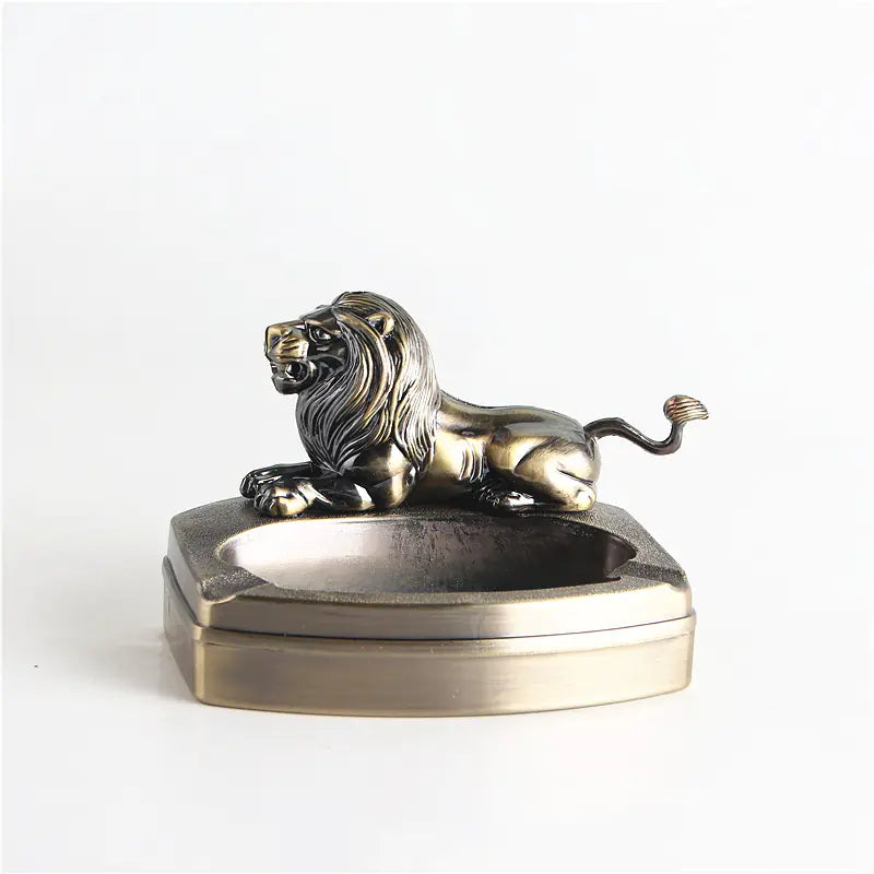 Lion Ashtray and Lighter Set, Creative Metal Design