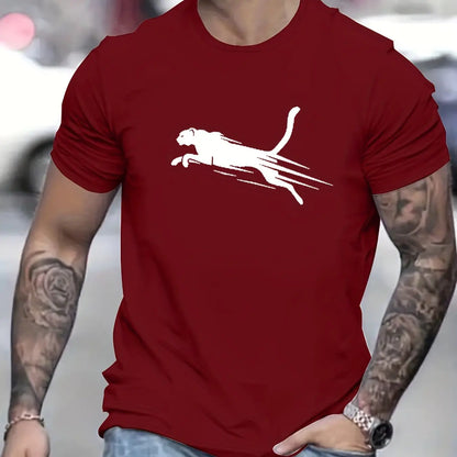Men's Printed Short Sleeve O-Neck T-Shirt - Plus Size