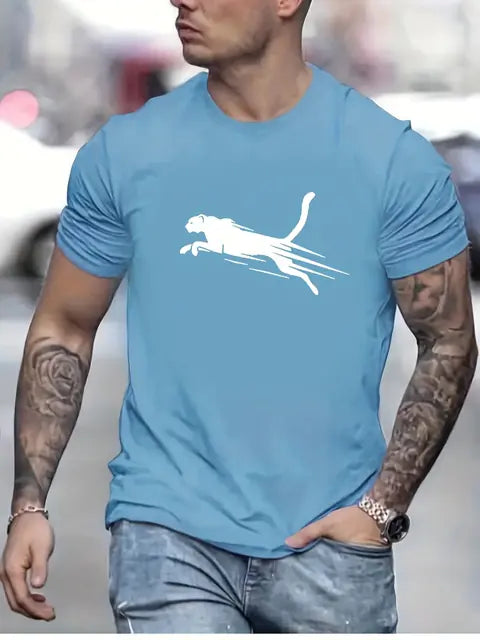 Men's Printed Short Sleeve O-Neck T-Shirt - Plus Size