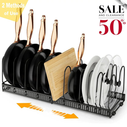 Expandable Pot Lid Organizer, Pots And Pans Lid Rack, Adjustable Pot Lid Holders For Cabinet, Clearance