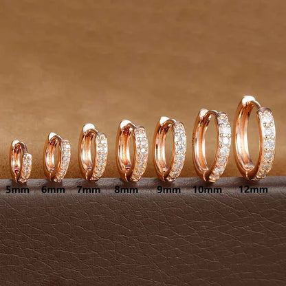 1Pair Stainless Steel Huggie Minimal Hoop Earrings Little Crystal Zirconia Thin Helix Tragus Cartilage Earrings Piercing Jewelry