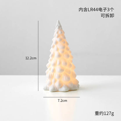 Ceramic Christmas Tree Desktop Decoration Luminous Christmas Small House Christmas Snowman