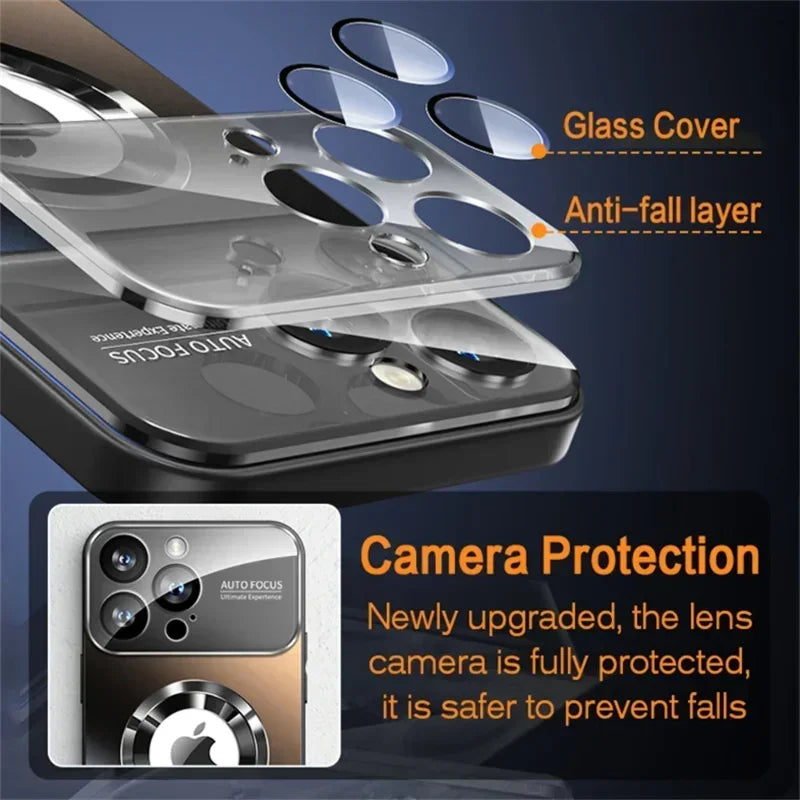 New Titanium Metallic Luxury Matte Case For iPhone 17 Air 16 15 14 Plus 13 12 11 Pro Max Magsafe Lens Camera Protection Cover
