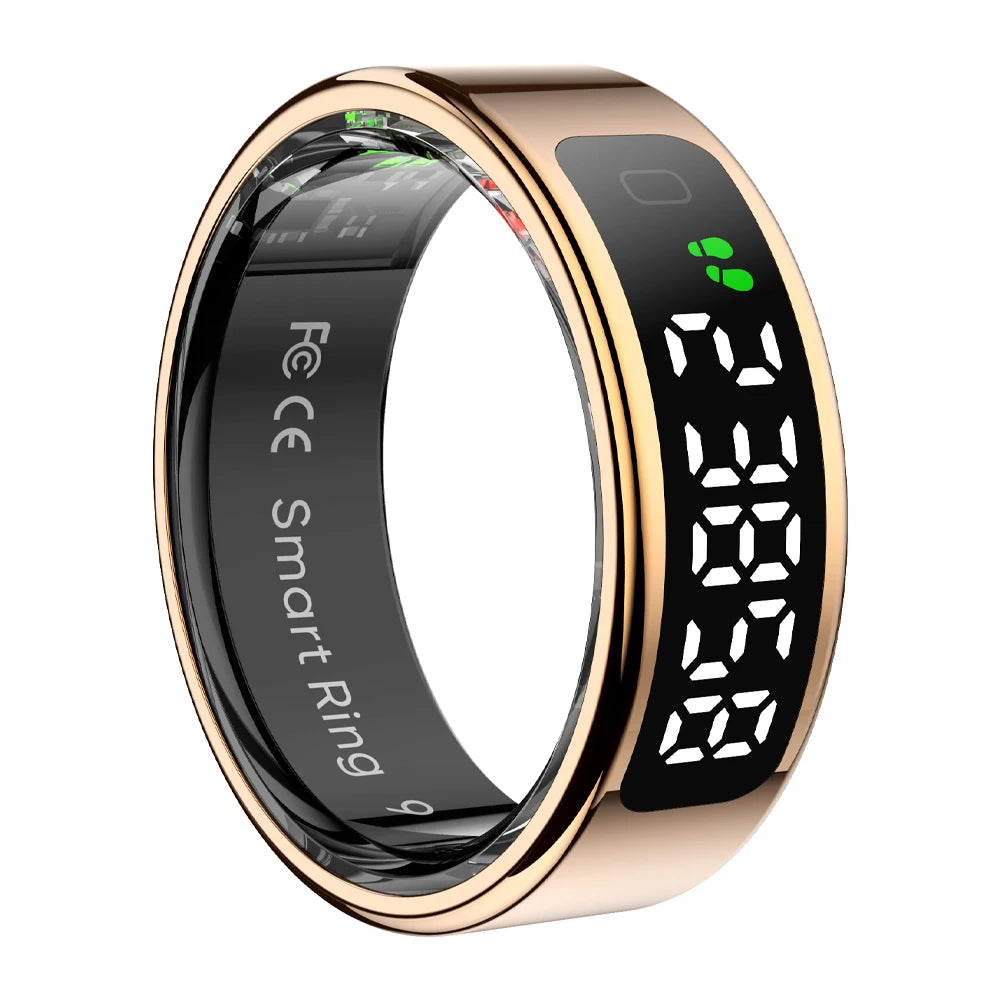 SMART HEALTH MONITOR RING WITH DISPLAY | SMART ACCESSORY WITH TOUCH SCREEN, WIRELESS CHARGING, HEART RATE & SLEEP TRACKING, 5ATM WATERPROOF DESIGN AND ULTRA-LIGHT COMFORT FIT