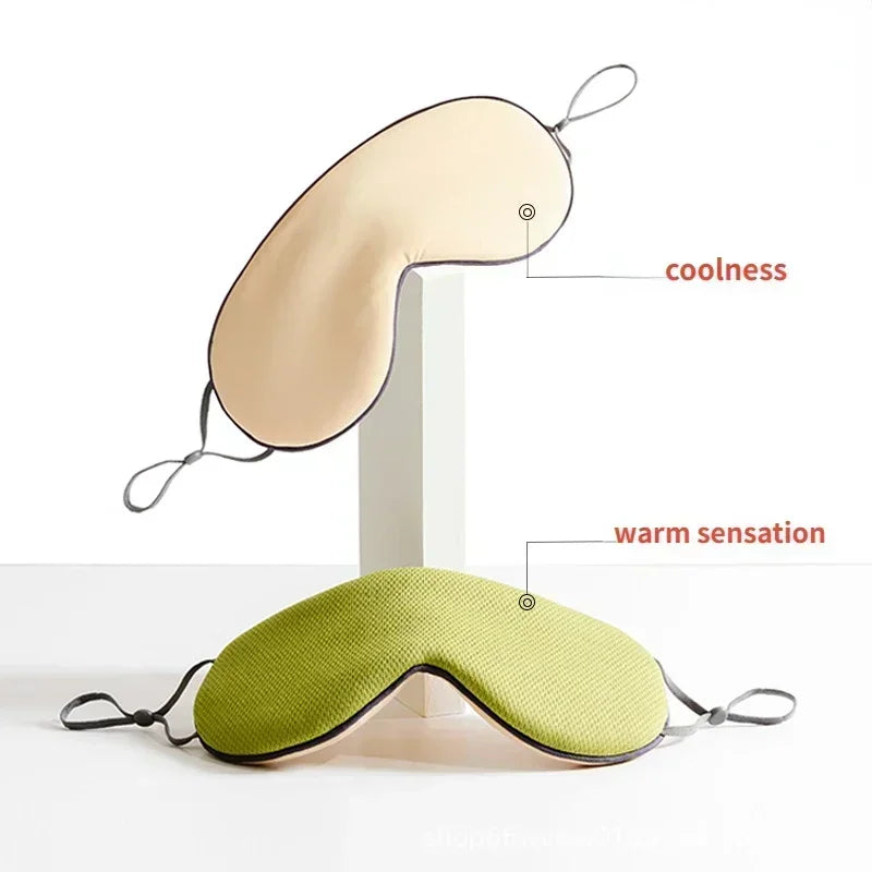 Korean Style Sleeping Eye Mask Ice Silk Warm|Dual Use (Cool & Warm)  Adjustable, Travel, Light Blocking, Breathable, Pain Relief Eye Mask
