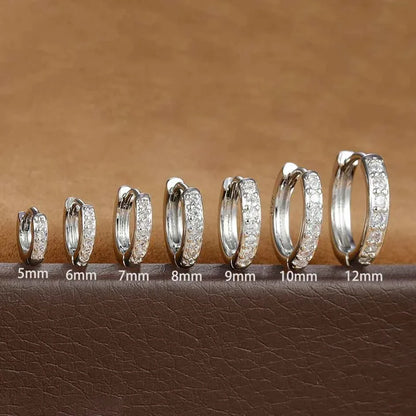 1Pair Stainless Steel Huggie Minimal Hoop Earrings Little Crystal Zirconia Thin Helix Tragus Cartilage Earrings Piercing Jewelry