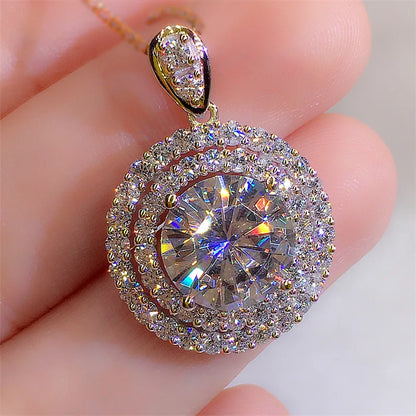 Female Crystal White Zircon Stone Pendant Necklace