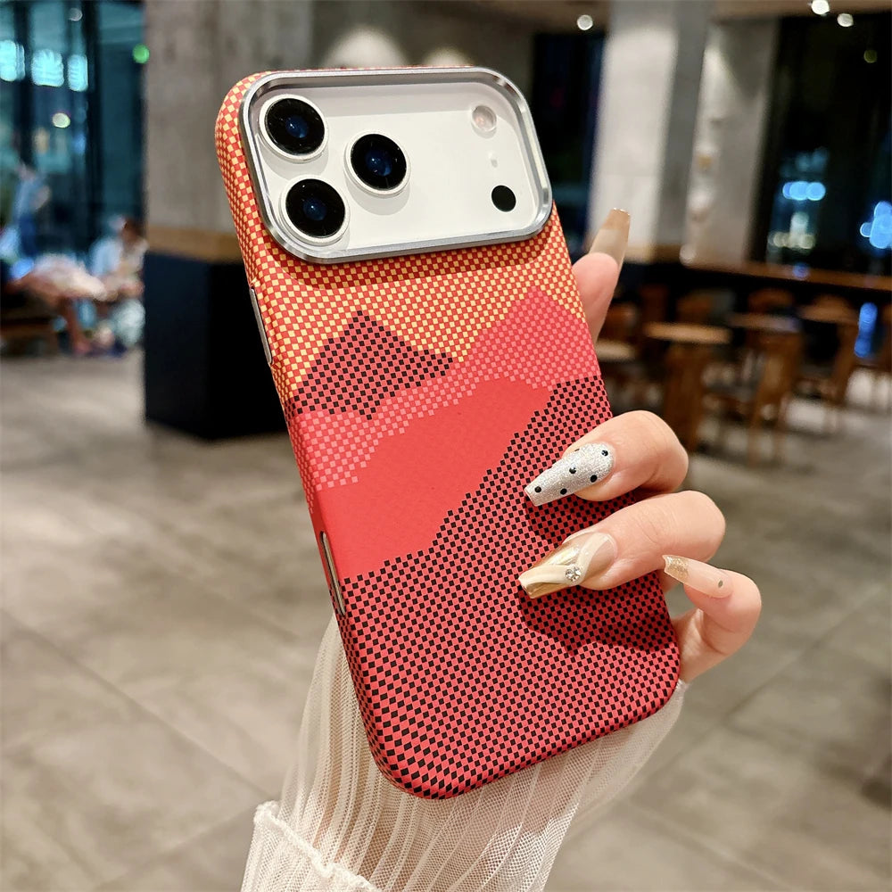 Luxury Kelvar Carbon Fiber Phone Case for iPhone 17 Air 17 Pro Max Magnetic Wireless Charging Ultra Thin Hard Colorful Cover