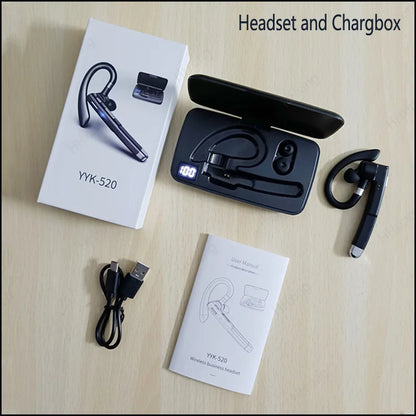 Bluetooth Earpiece Single Ear Wireless Rotatable Handsfree Headset with Battery Display Charging Case for Driving Office Business