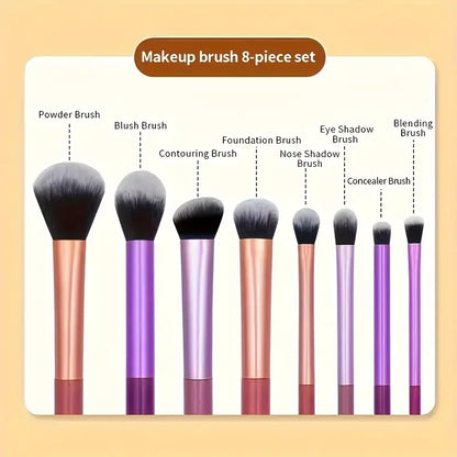 LuxeBlend™ 8-Piece Makeup Brush Set – Soft Synthetic Bristles for Flawless Blending, Contour & Eyeshadow