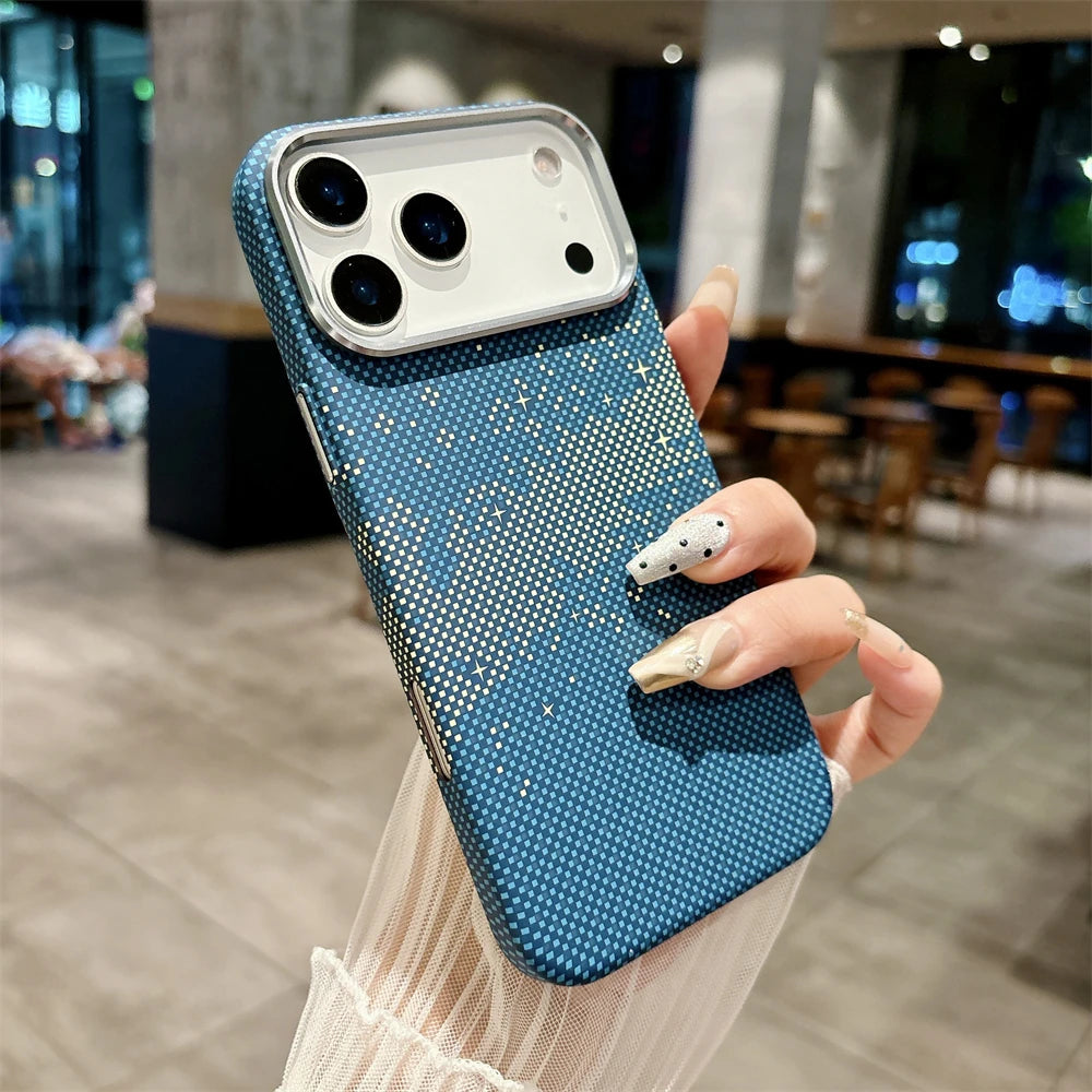 Luxury Kelvar Carbon Fiber Phone Case for iPhone 17 Air 17 Pro Max Magnetic Wireless Charging Ultra Thin Hard Colorful Cover