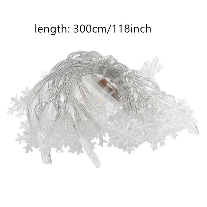3m LED Snowflake Curtain Lights, Romantic Christmas Curtain String Lights, For Home Decor